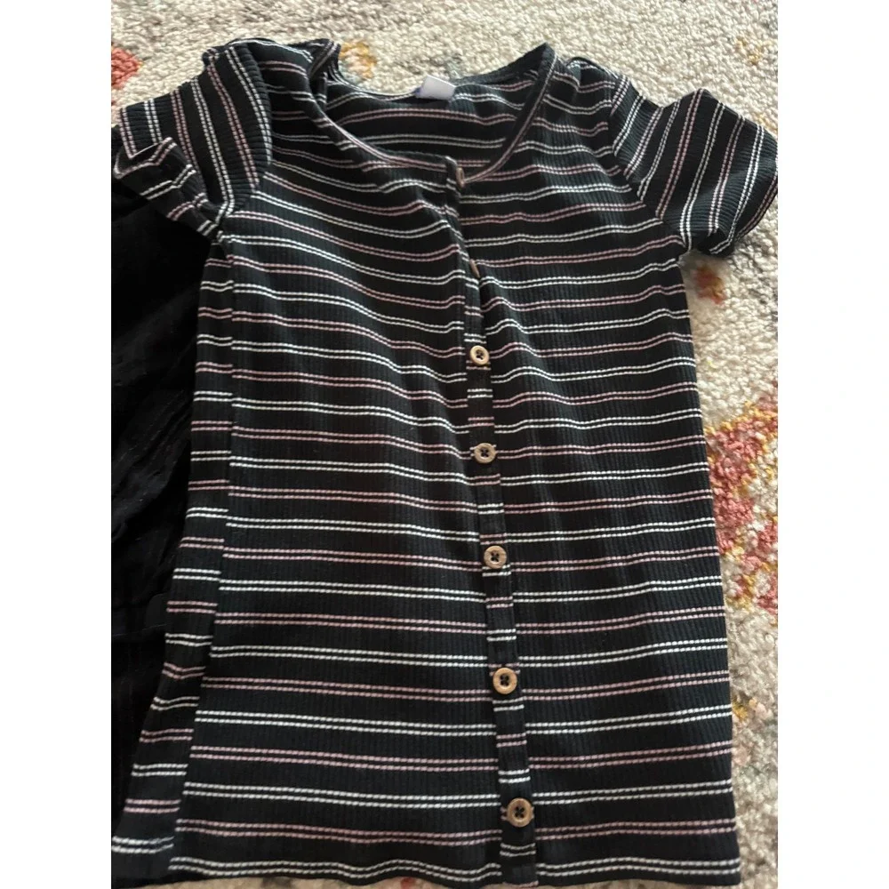 Old Navy Girls Size M 8 Top Bundle Tie Dye Ribbed Striped Button Front 3pc Set